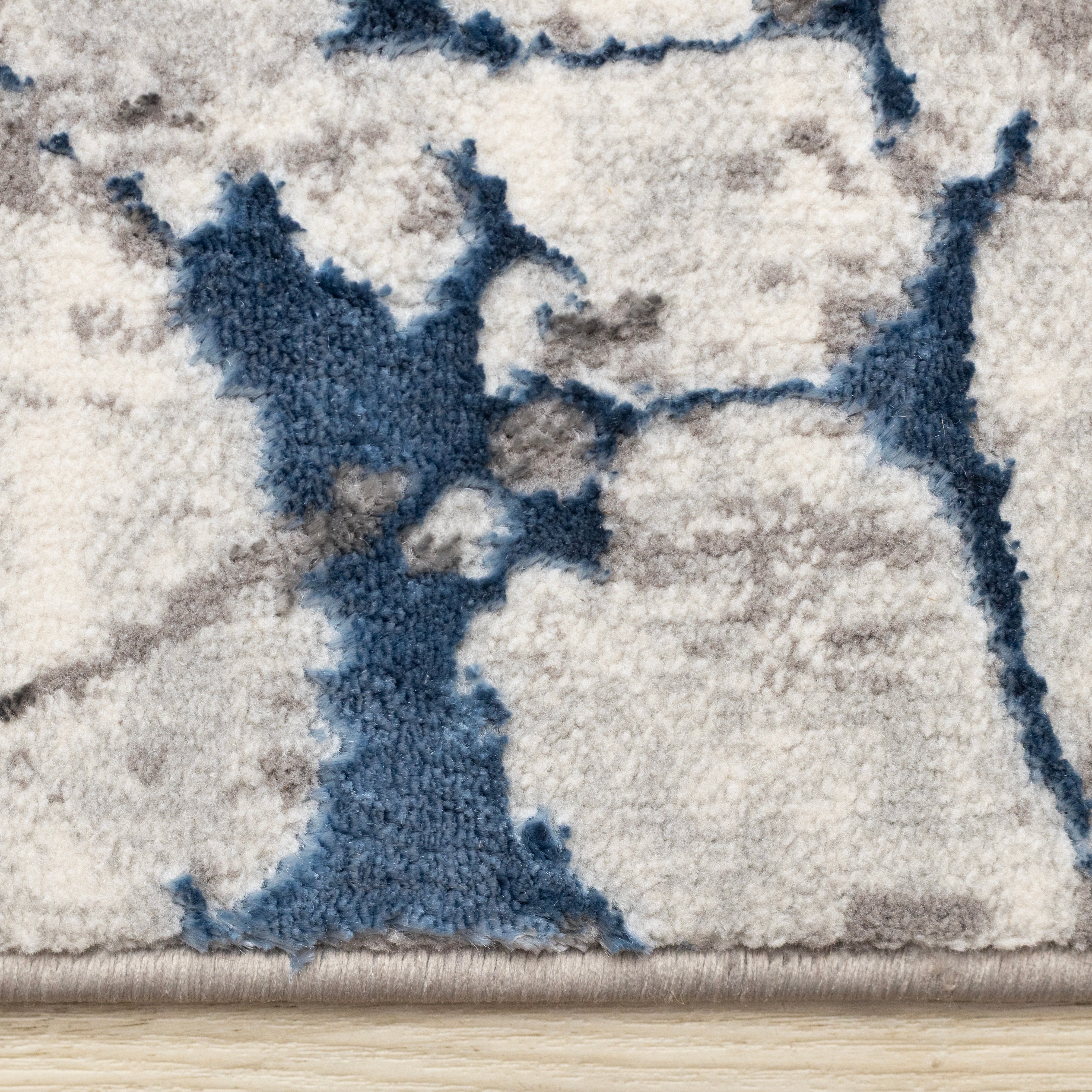 Zola Blue Grey White Cracked Design Rug