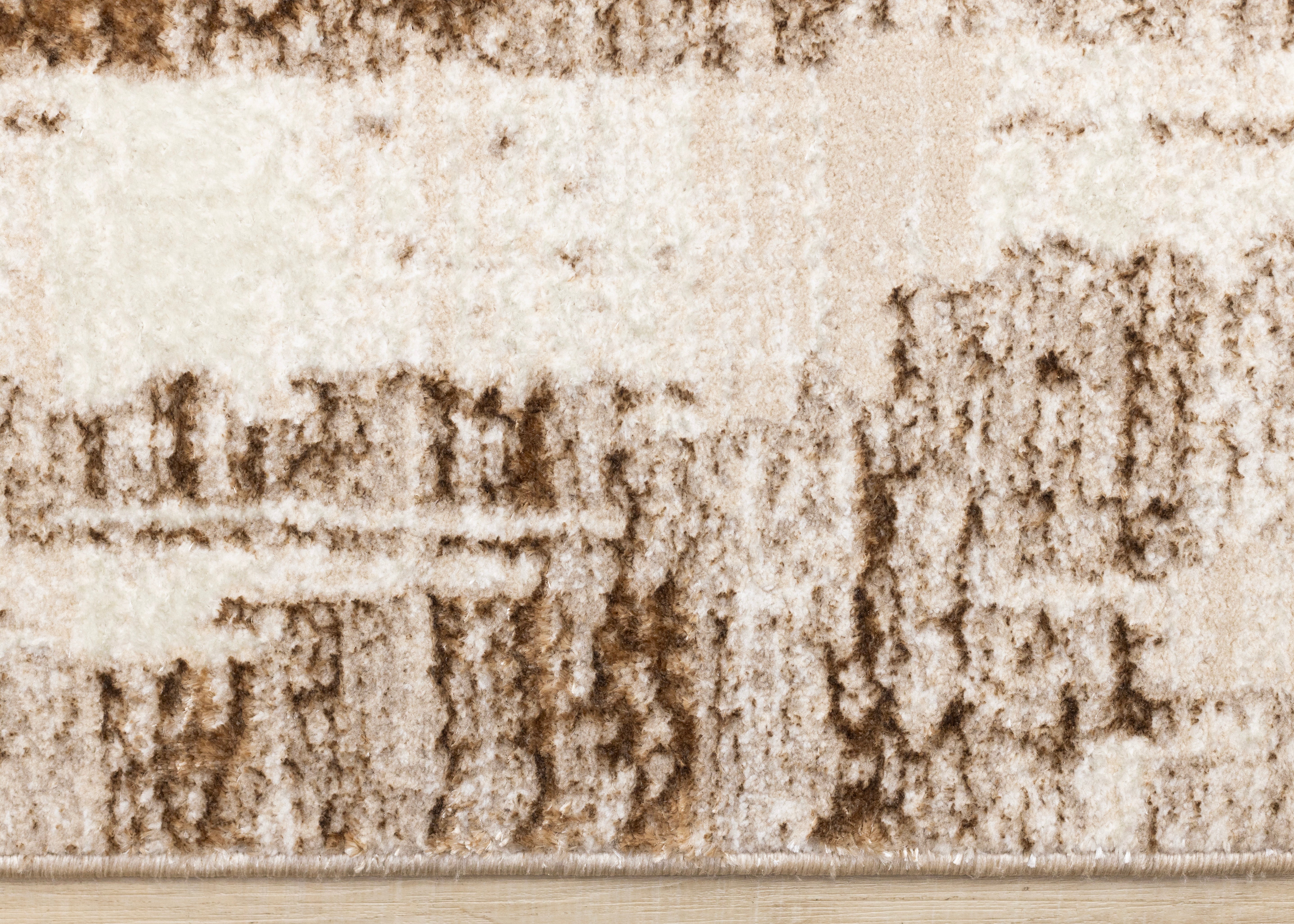 Zola Cream Brown Organic Distressed Design Rug