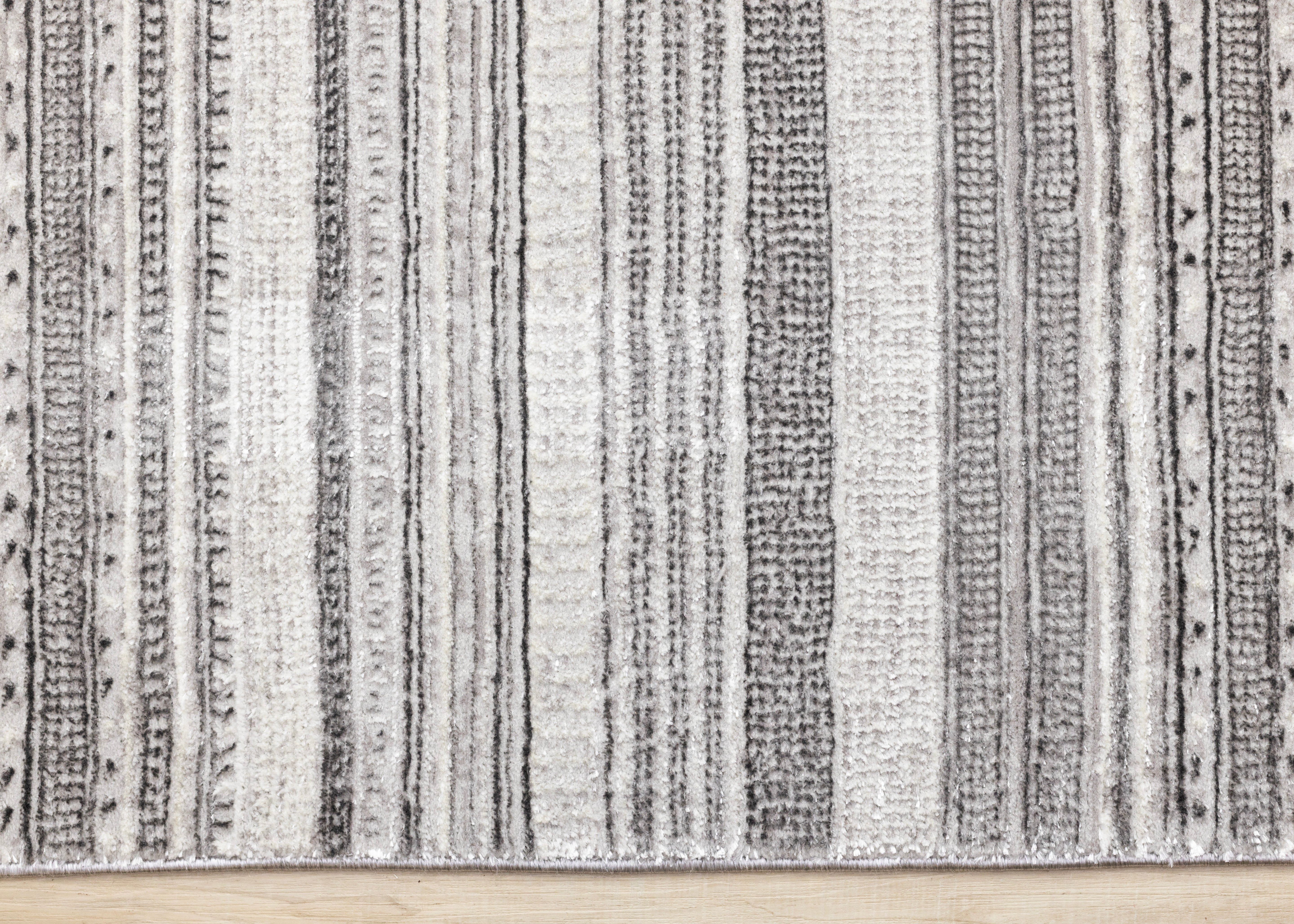 Zola Grey White Black Patterned Rows Rug