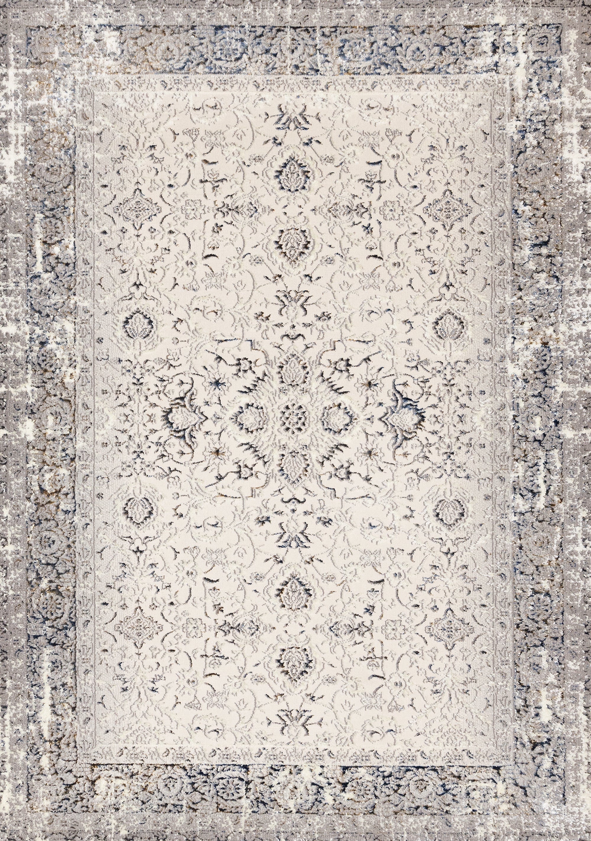 Zola Cream Blue Black Elegant Classic Rug