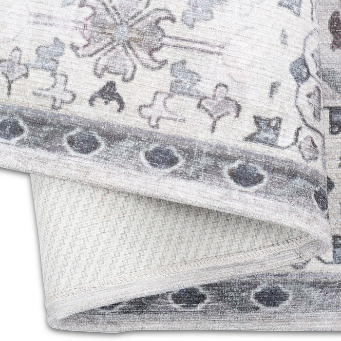 Sparx Distressed Beige Washable Transitional Rug by Viana